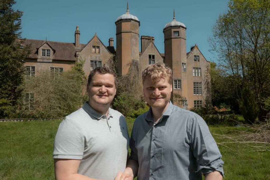Samuel and Russell Leeds outside their castle that they are converting into luxury flats.